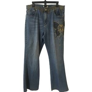 Moto Blues The Collection Flare Jeans with Beautiful Butterfly Applique 17/18
